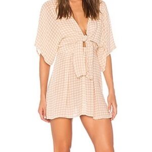 Faithfull the Brand Vinci Dress in Peach Check